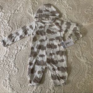 Footless onesie with matching hat